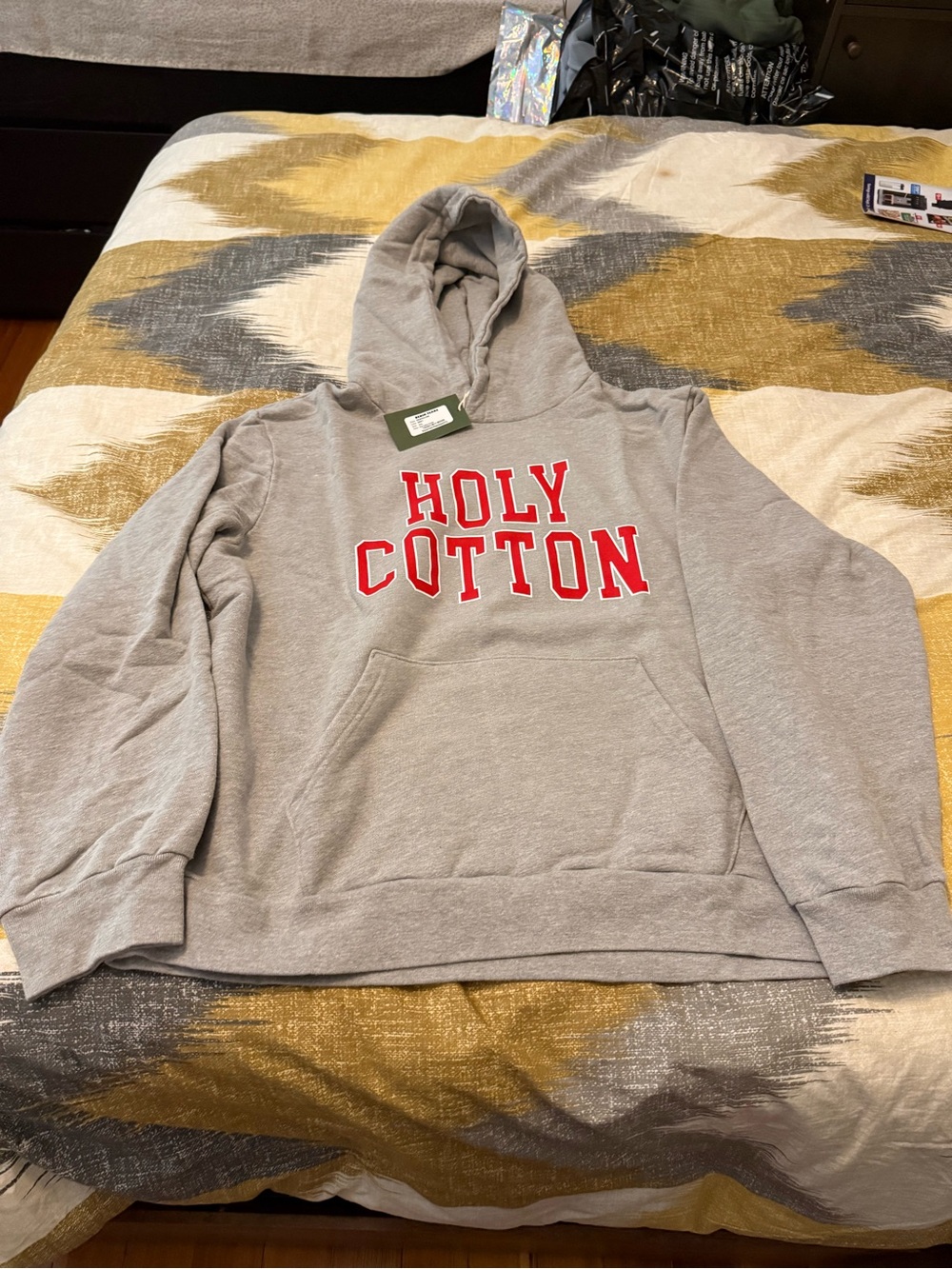 Denim Tears Holy Cotton Men's Gray Crewneck Hoodie with Red Lettering size 2X